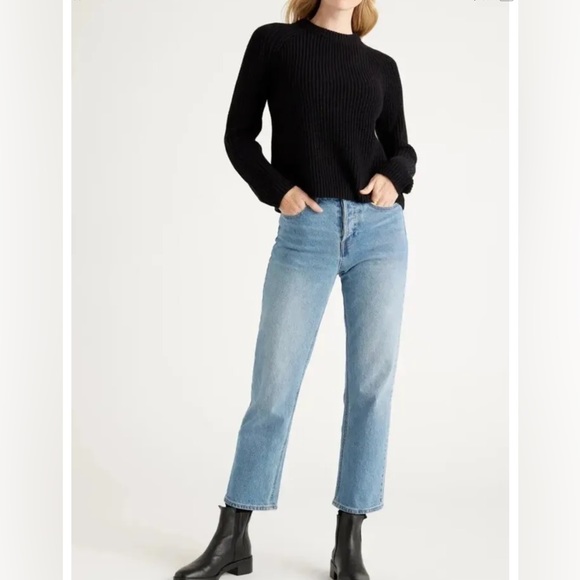 QUINCE 100% Organic Cotton Fisherman Crew Sweater black NWT Size Medium - Picture 3 of 14